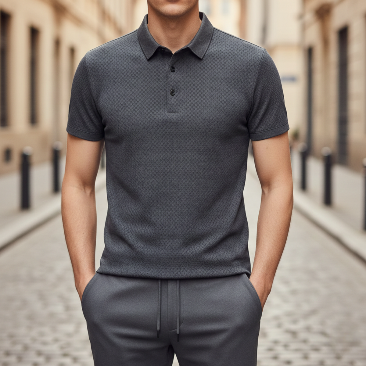 Adrian | Men's Textured Knit Short Sleeve Polo Shirt