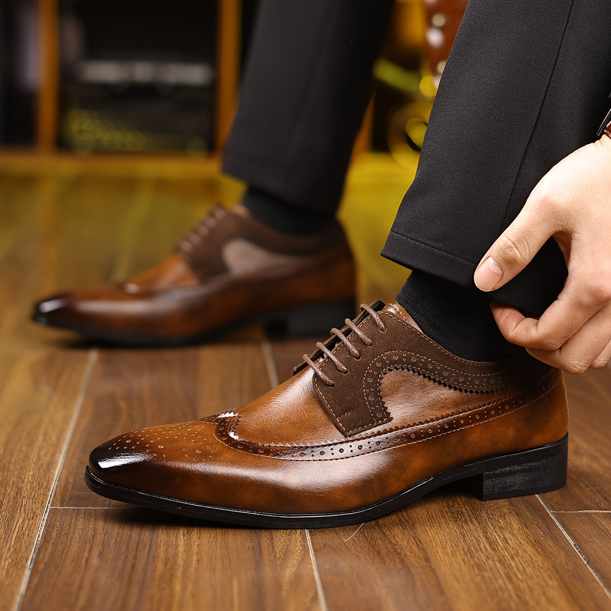 Alessandro | Men's Two-Tone Wingtip Brogue Oxford Shoes