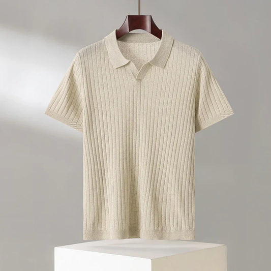 Alvaro | Men's Ribbed Knit Short Sleeve Polo Shirt