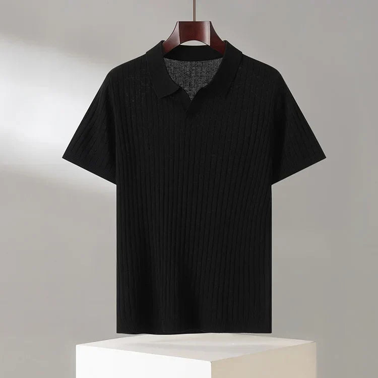 Alvaro | Men's Ribbed Knit Short Sleeve Polo Shirt
