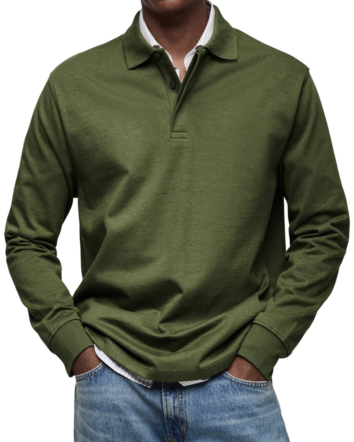 Diego | Men's Knit Long Sleeve Polo Shirt with Rib Cuffs