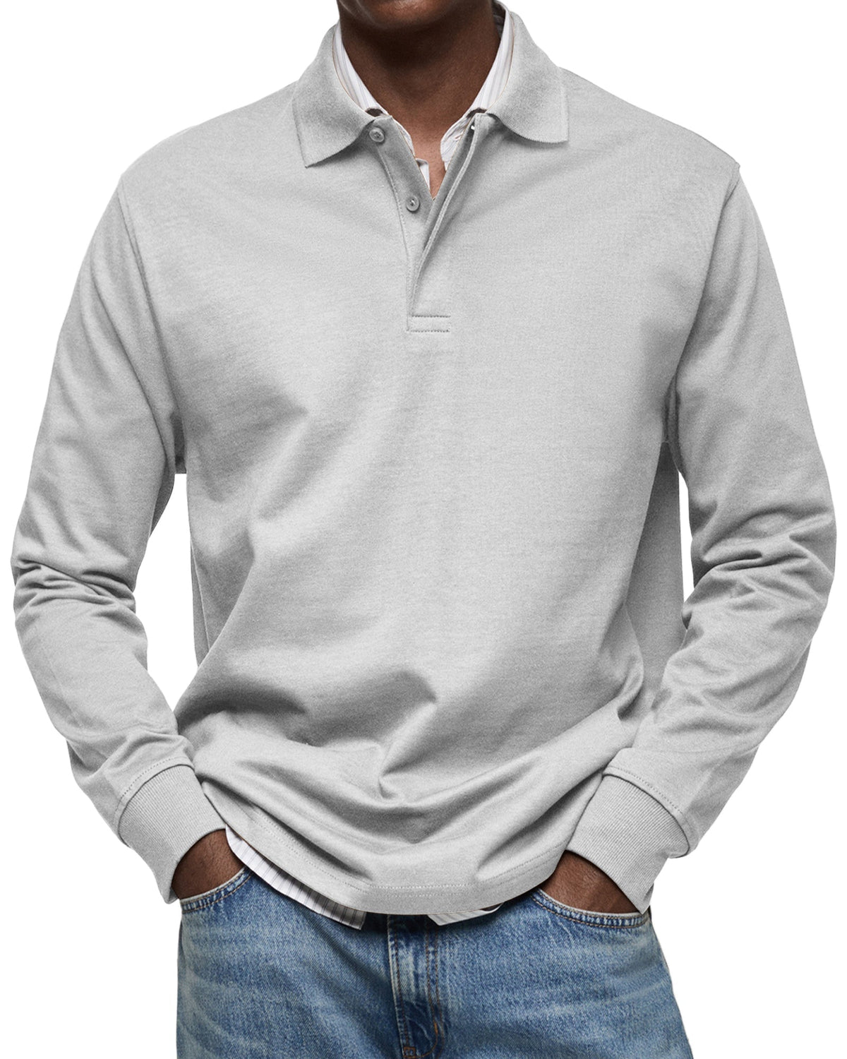 Diego | Men's Knit Long Sleeve Polo Shirt with Rib Cuffs