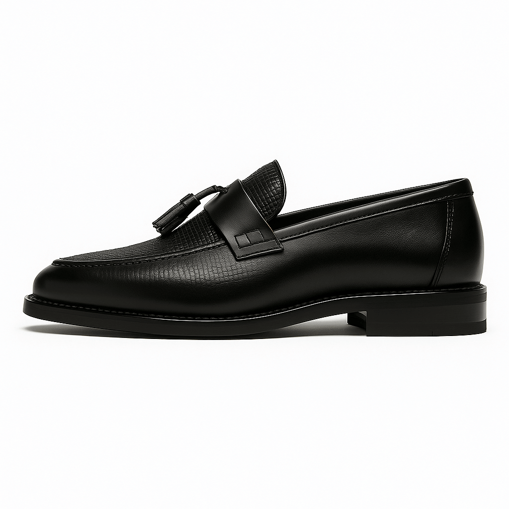 Enzo | Men's Woven Leather Tassel Slip On Loafers
