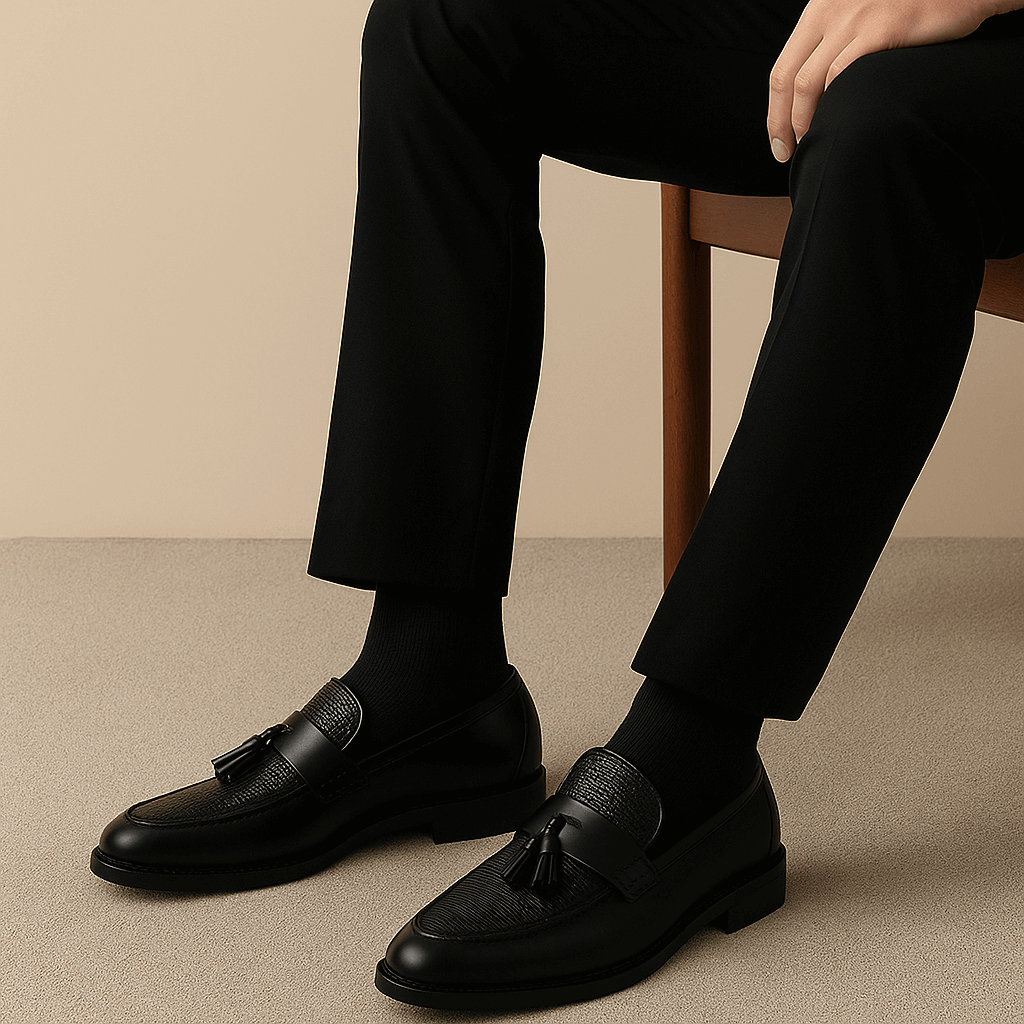 Enzo | Men's Woven Leather Tassel Slip On Loafers