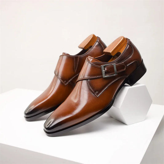 Giovanni | Men's Leather Single Monk Strap Dress Shoes