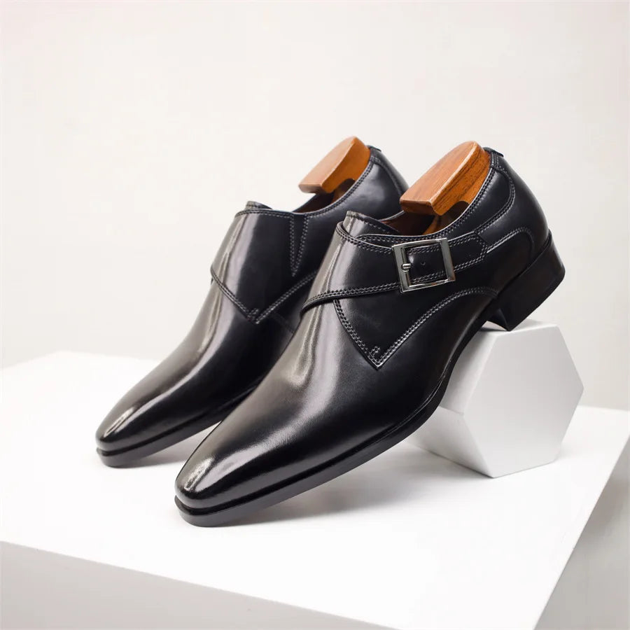 Giovanni | Men's Leather Single Monk Strap Dress Shoes