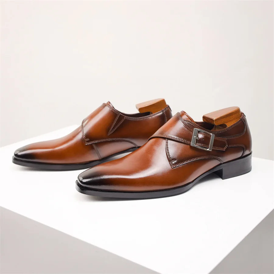 Giovanni | Men's Leather Single Monk Strap Dress Shoes