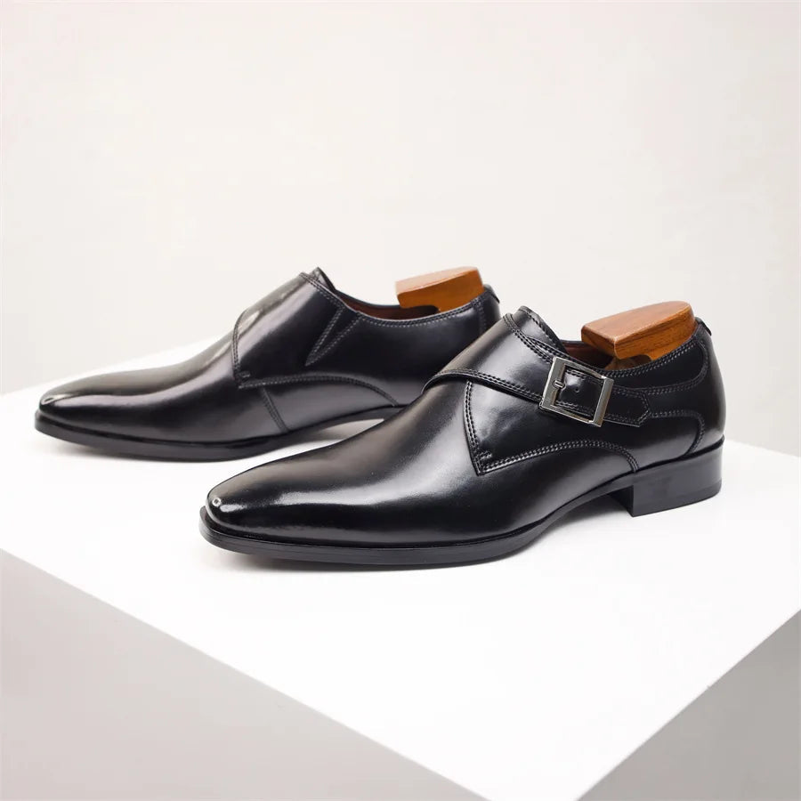Giovanni | Men's Leather Single Monk Strap Dress Shoes