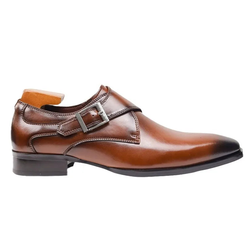 Giovanni | Men's Leather Single Monk Strap Dress Shoes
