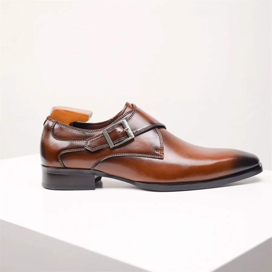 Giovanni | Men's Leather Single Monk Strap Dress Shoes