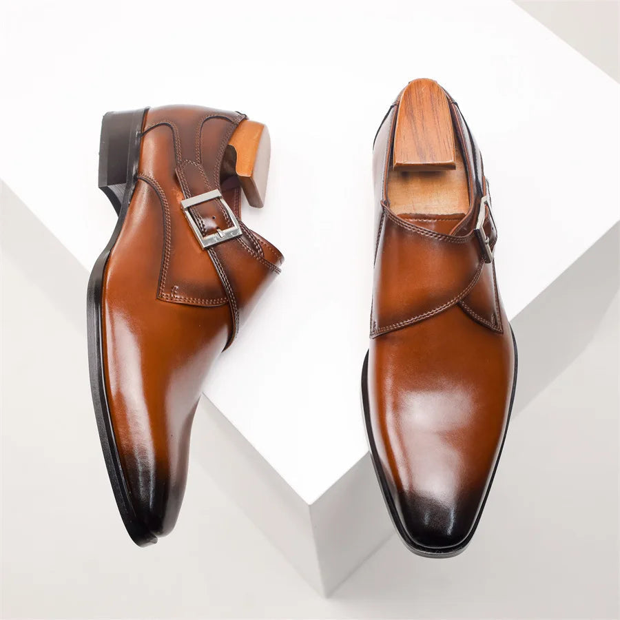 Giovanni | Men's Leather Single Monk Strap Dress Shoes