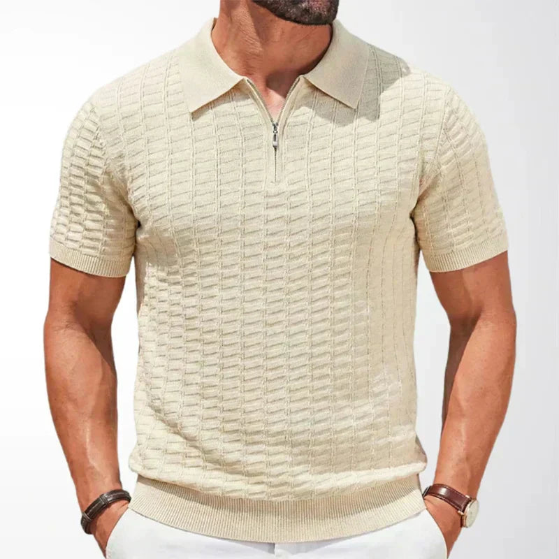 Hugo | Men's Short Sleeve Textured Zip Knit Polo