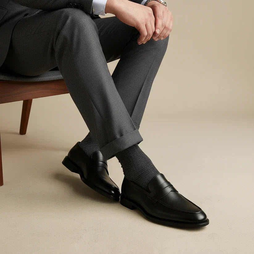 Lorenzo | Men's Leather Penny Slip On Loafers