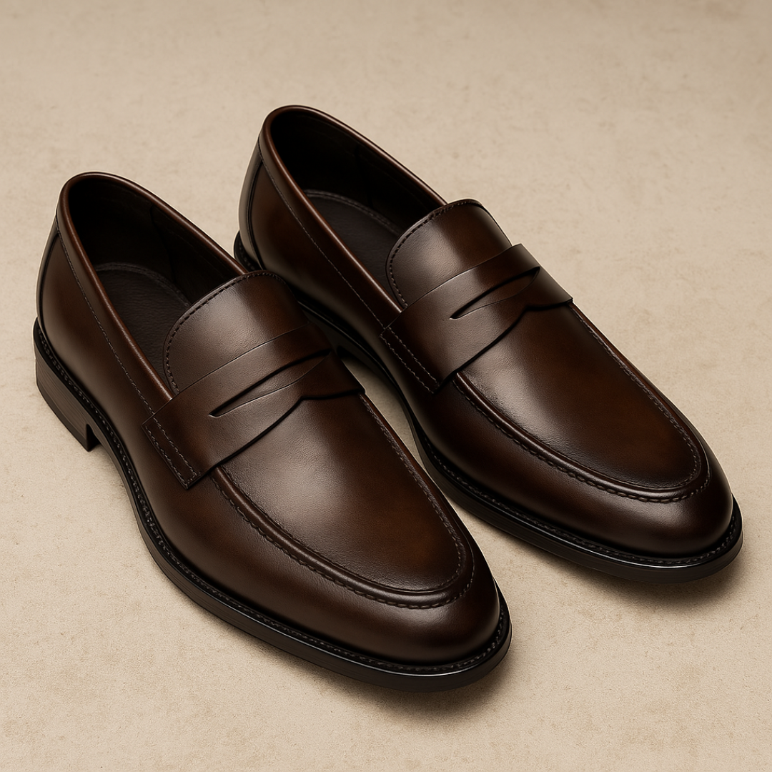 Lorenzo | Men's Leather Penny Slip On Loafers