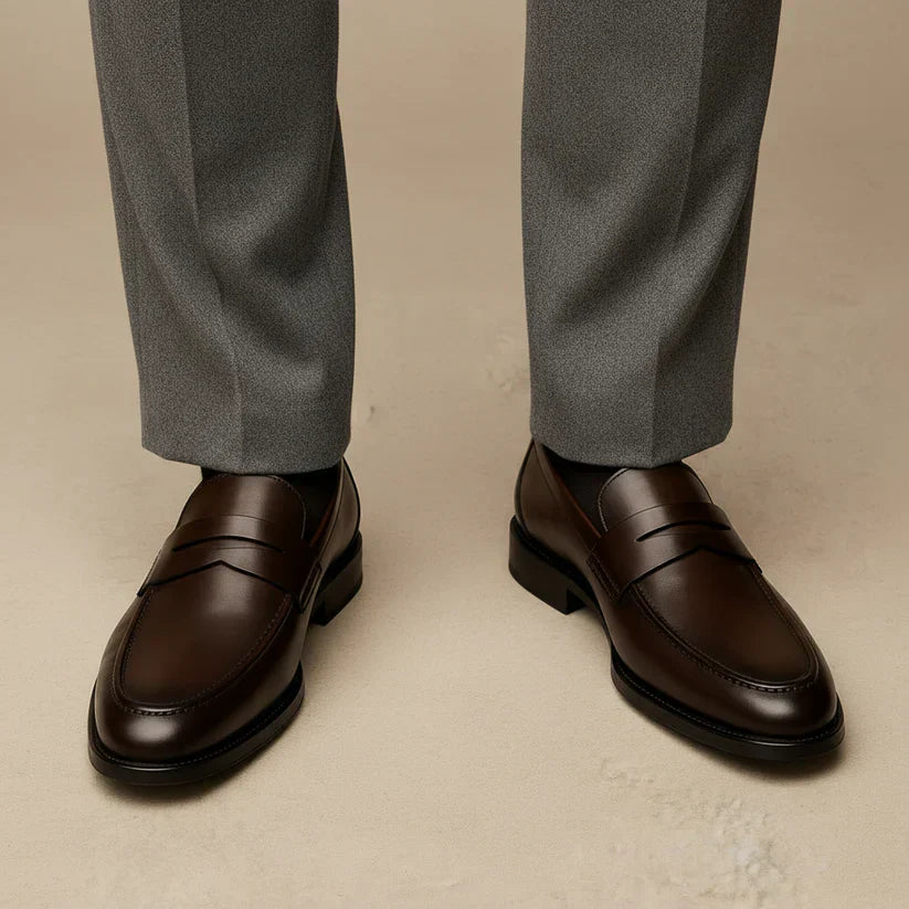 Lorenzo | Men's Leather Penny Slip On Loafers