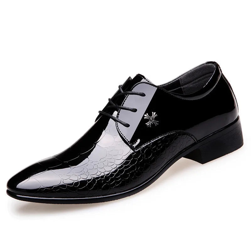 Lorenzo | Men's Patent Leather Embossed Lace-Up Oxford Shoes