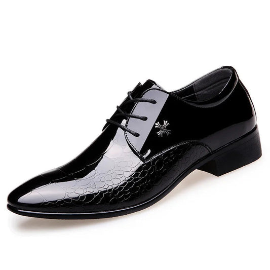Lorenzo | Men's Patent Leather Embossed Lace-Up Oxford Shoes