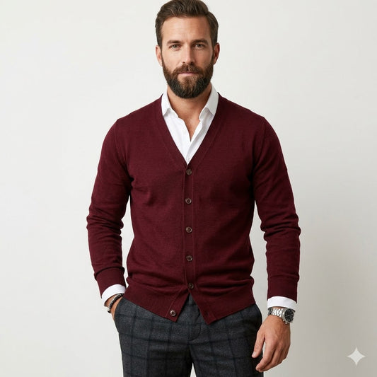 Luca Moretti | Elegant V-Neck Cardigan For Men