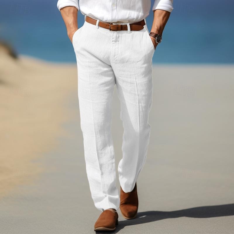 Luxury Men's Premium Linen Pants with belt loops
