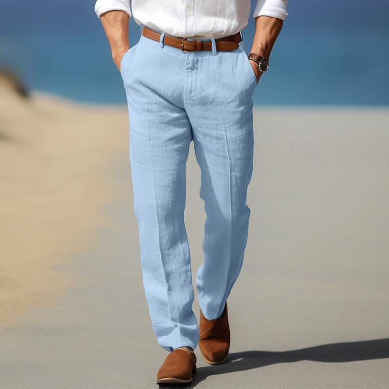 Luxury Men's Premium Linen Pants with belt loops