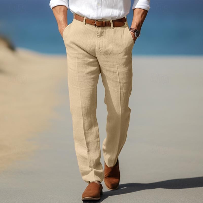 Luxury Men's Premium Linen Pants with belt loops