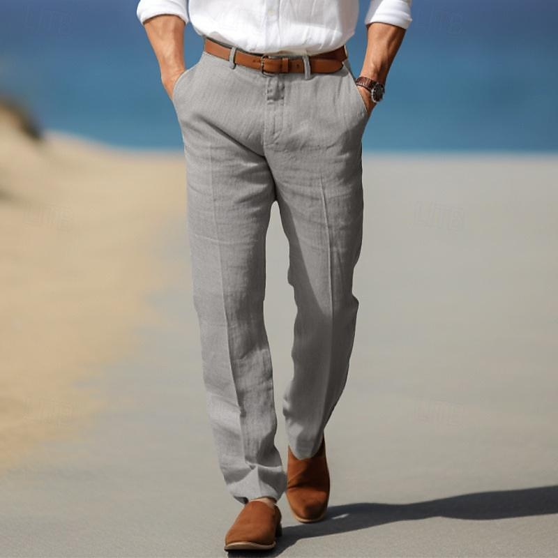 Luxury Men's Premium Linen Pants with belt loops