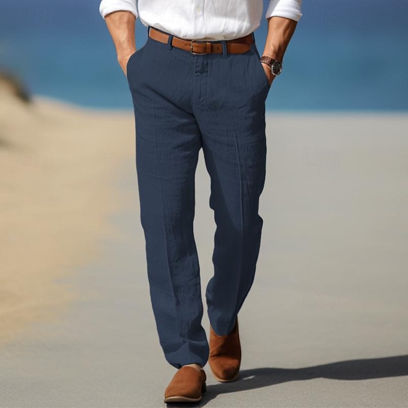 Luxury Men's Premium Linen Pants with belt loops
