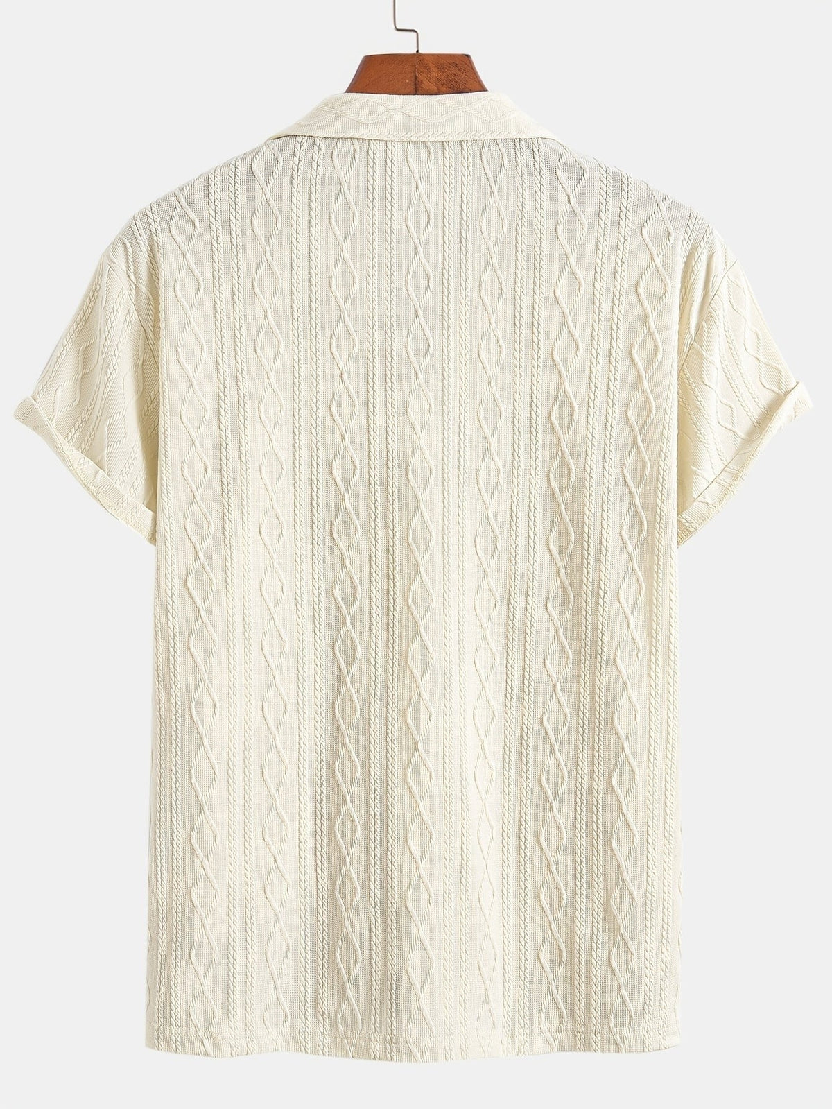 Marlon | Men's Cable Knit Short Sleeve Button Up Shirt