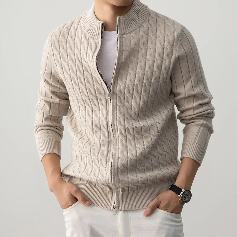 Men's Wool Zip-Up Cardigan | Savoni