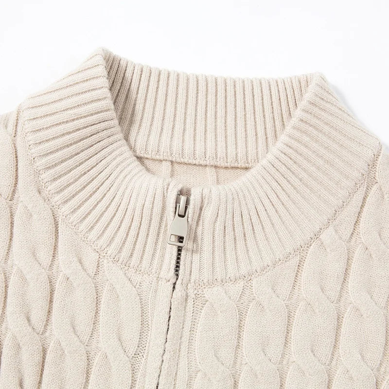 Men's Wool Zip-Up Cardigan | Savoni