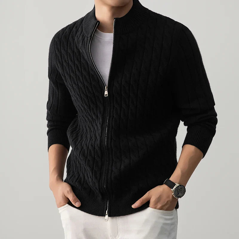 Men's Wool Zip-Up Cardigan | Savoni