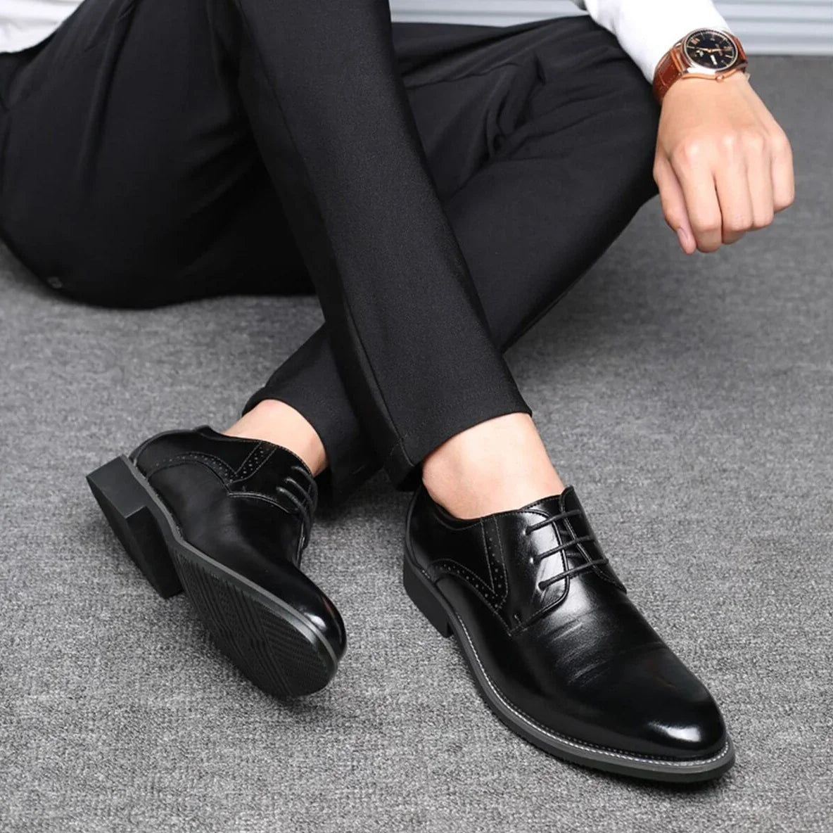 Ricardo | Men's Leather Lace-Up Brogue Oxford Dress Shoes