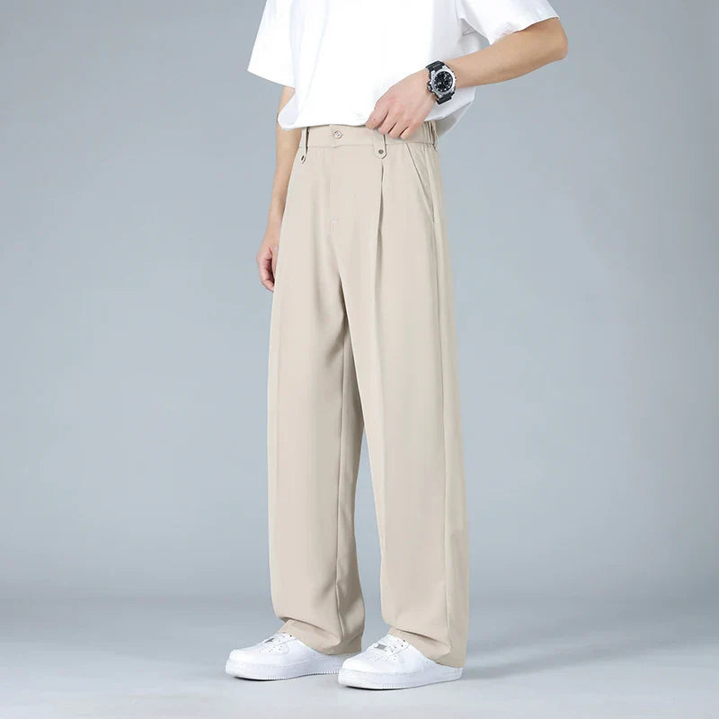 Vallier | Men's Wide Leg Pleated Straight Leg Trousers