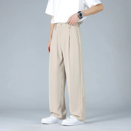 Vallier | Men's Wide Leg Pleated Straight Leg Trousers