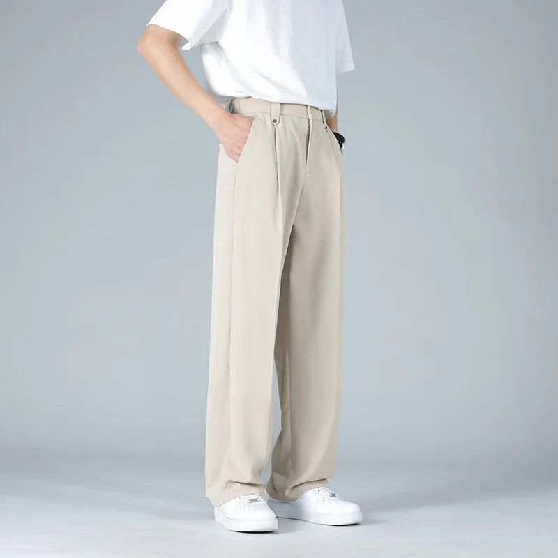 Vallier | Men's Wide Leg Pleated Straight Leg Trousers