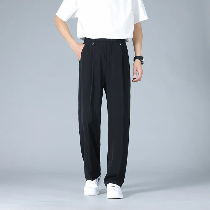 Vallier | Men's Wide Leg Pleated Straight Leg Trousers