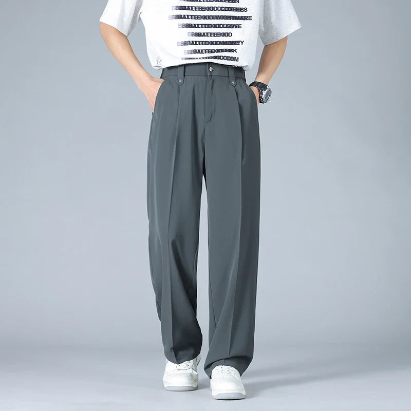 Vallier | Men's Wide Leg Pleated Straight Leg Trousers