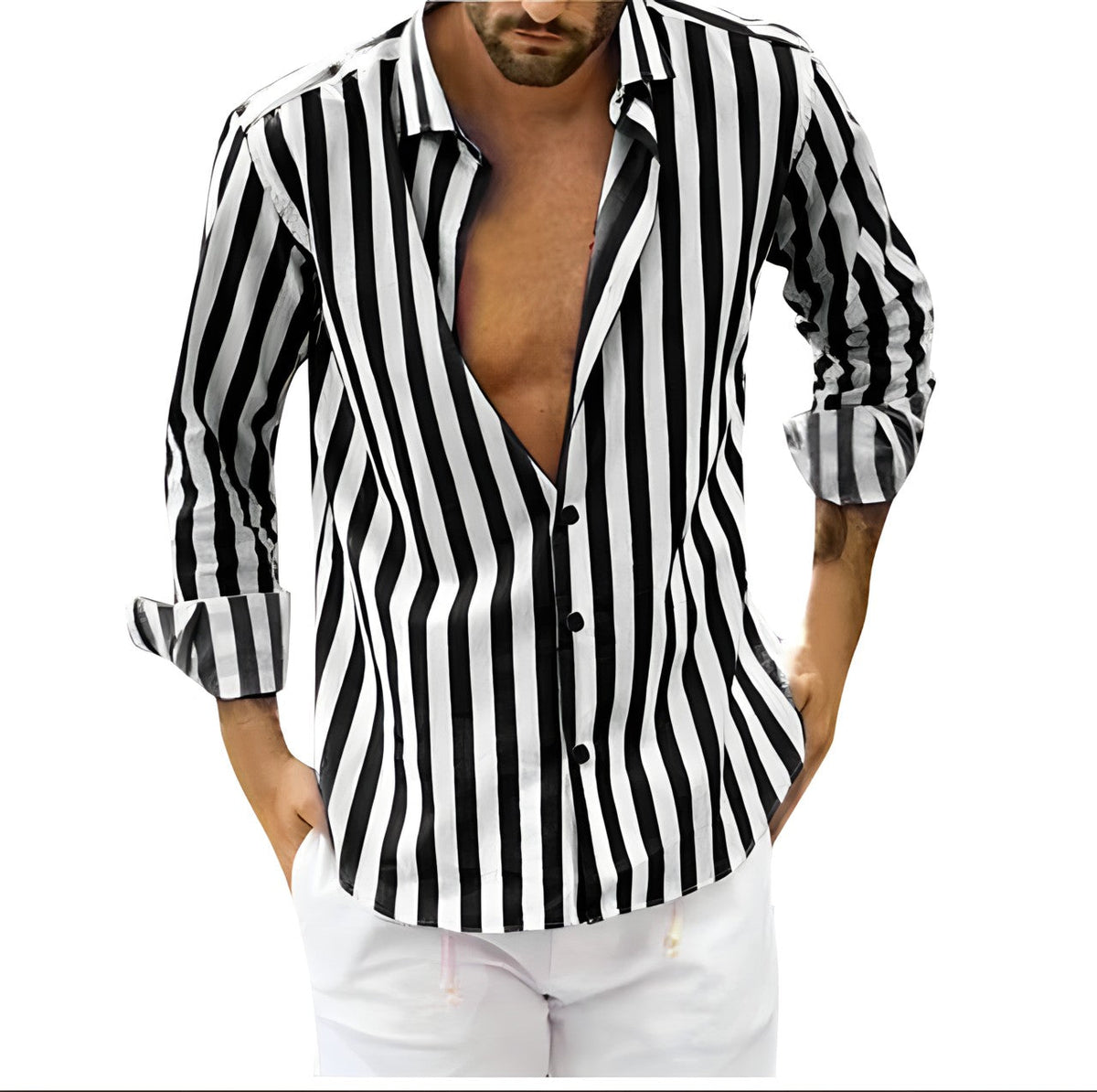 Wyatt | Men's Striped Long Sleeve Button Up Shirt